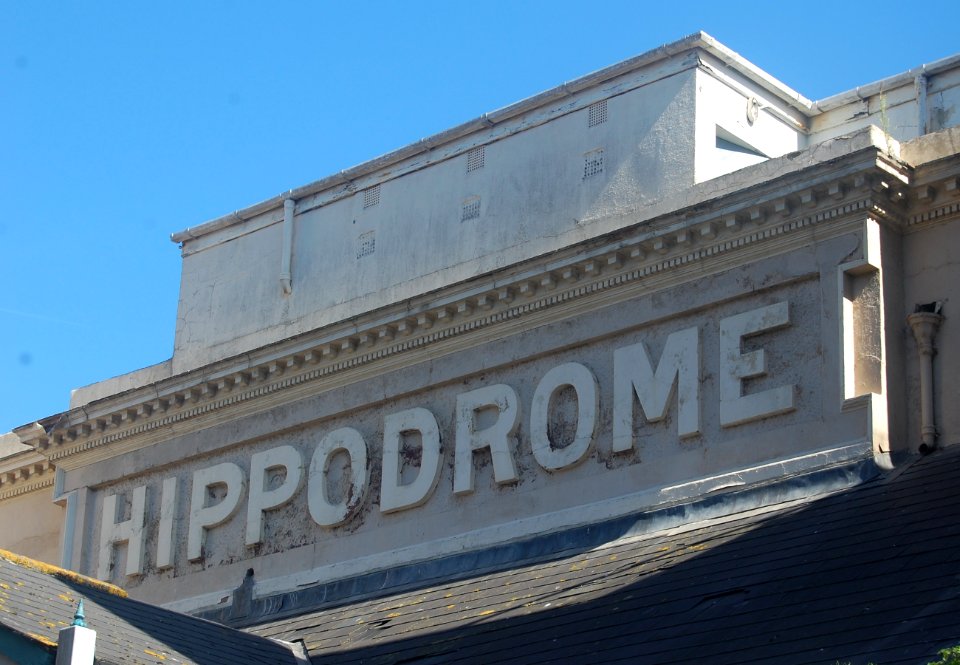 Former Brighton Hippodrome, Middle Street, Brighton (September 2019) (Close-up of Name)