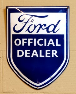 Ford Official Dealer, Enamel advert sign at the den hartog ford museum pic-082