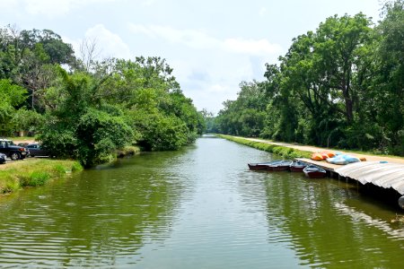 Fletcher's boathouse, looking down 4 mile level of Georgetown on Chesapeake and Ohio Canal