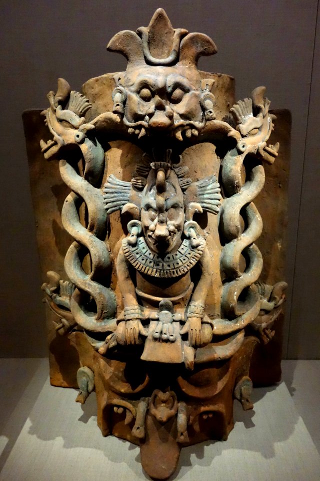 Flanged censer based with the god K'awiil, Mexico, Tabasco, Late Classic Maya, 600-850 AD, earthenware and pigment - De Young Museum - DSC00616