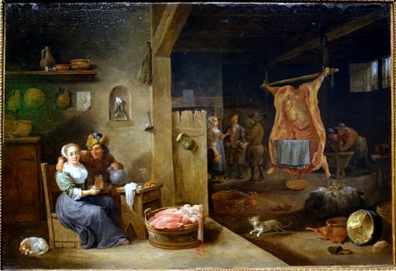 Flemish interior with slaughtered ox, David Teniers the younger, 1656, oil on canvas - Villa Vauban - Luxembourg City - DSC06584