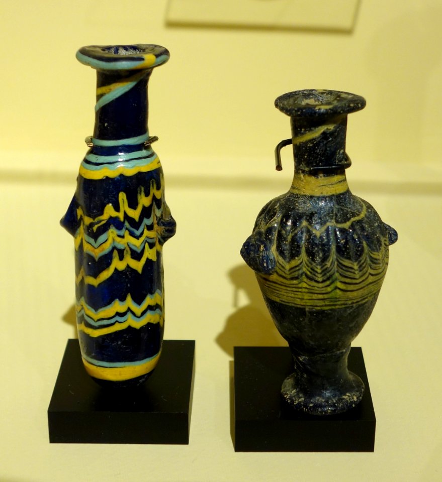 Flasks, Roman, eastern Mediterranean, 200-300 AD, glass - Fitchburg Art Museum - DSC08638