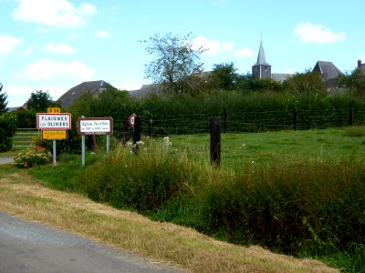 Flaignes (Ardennes) city limit sign