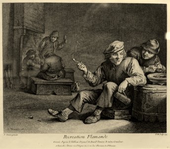 Flemish recreation, by Thomas Major (called T. Jorma) after David Teniers the younger, 1700s, engraving - Villa Vauban - Luxembourg City - DSC06572
