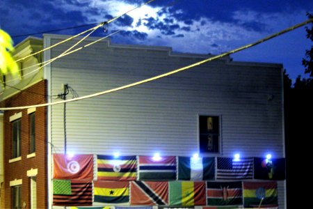 Flags at night in Albany, New York
