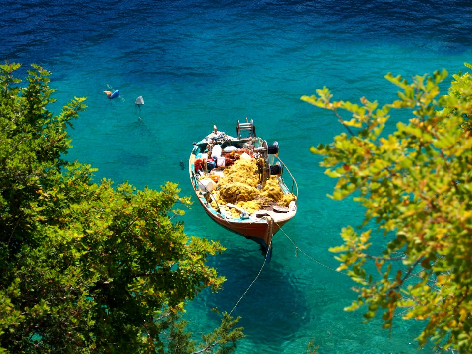 Fishing boat near Evgiros beach