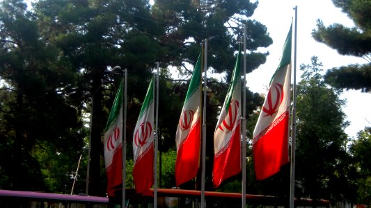 Flag of Iran in the Nishapur Railway Station square 06