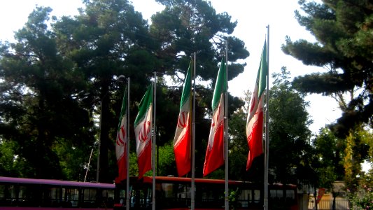 Flag of Iran in the Nishapur Railway Station square 07