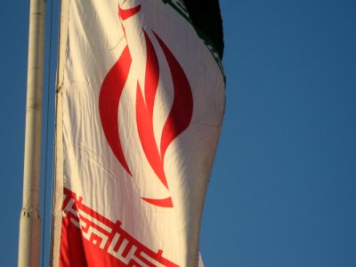 Flag of Iran in the Morning of Nishapur - near Simorgh Culture house 08