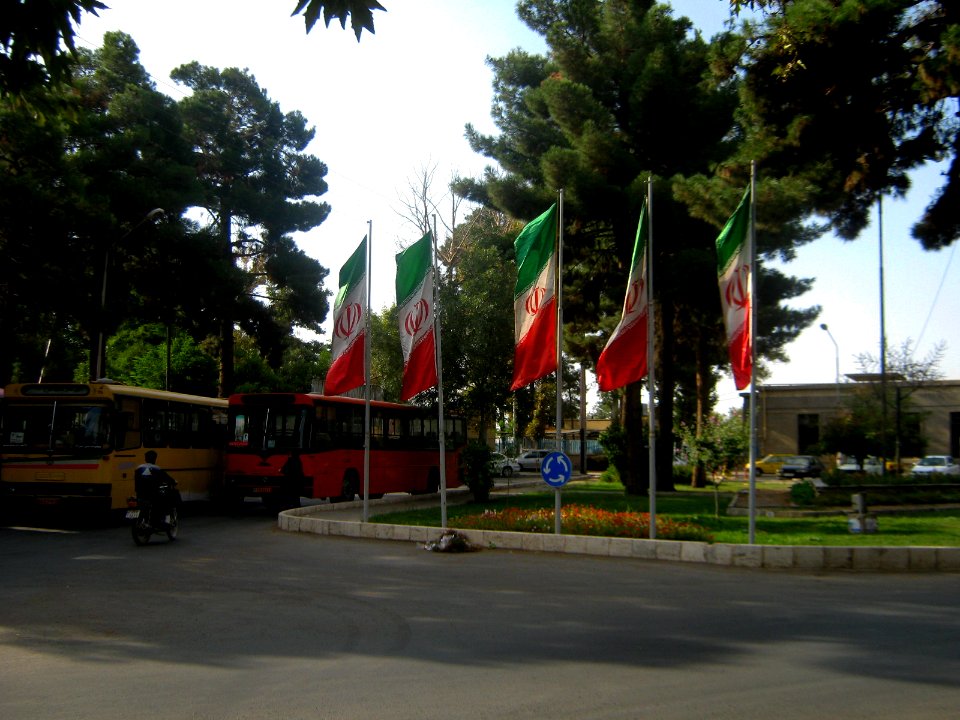 Flag of Iran in the Nishapur Railway Station square 01