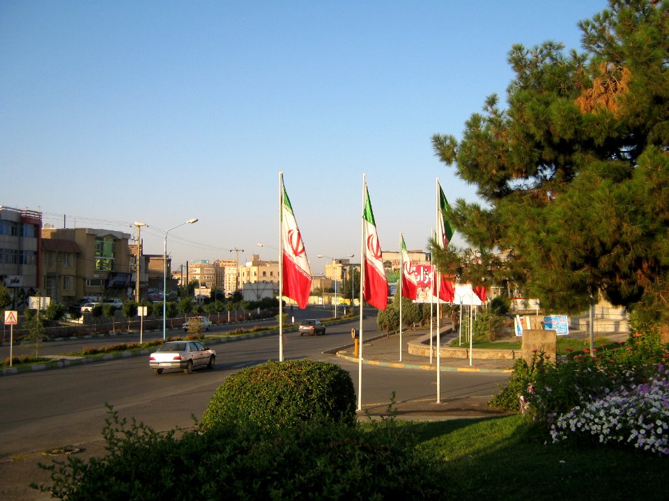 Flag of Iran in the Morning of Nishapur - near Simorgh Culture house 17