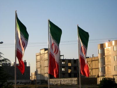 Flag of Iran in the Morning of Nishapur - near Simorgh Culture house 01