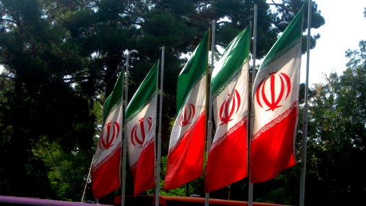 Flag of Iran in the Nishapur Railway Station square 09