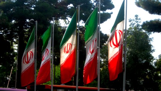 Flag of Iran in the Nishapur Railway Station square 04