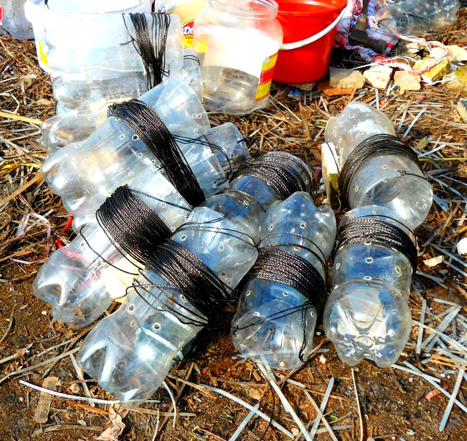 Fish traps in Haikou -.pile of prepared traps