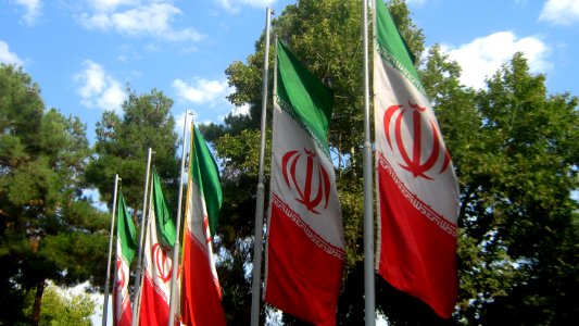 Flag of Iran in the Nishapur Railway Station square 37