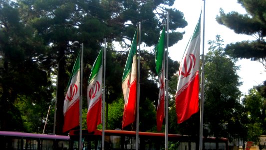 Flag of Iran in the Nishapur Railway Station square 05