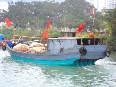 Fishing boat in Haikou back 02 photo