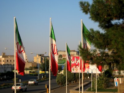 Flag of Iran in the Morning of Nishapur - near Simorgh Culture house 16