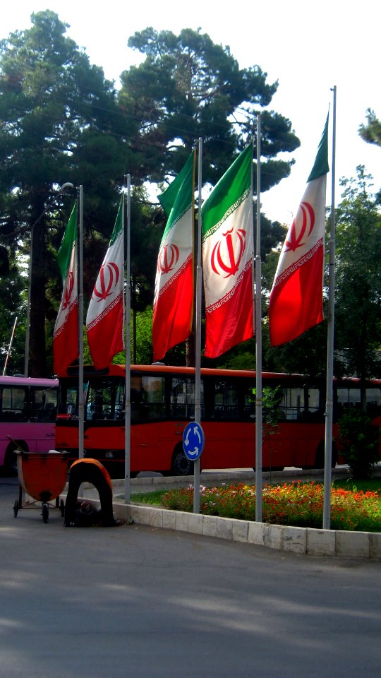 Flag of Iran in the Nishapur Railway Station square 03