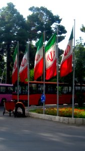 Flag of Iran in the Nishapur Railway Station square 03