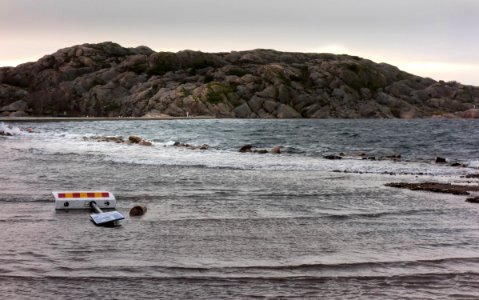 Flooded parking lot in Lysekil during Storm Ciara 6