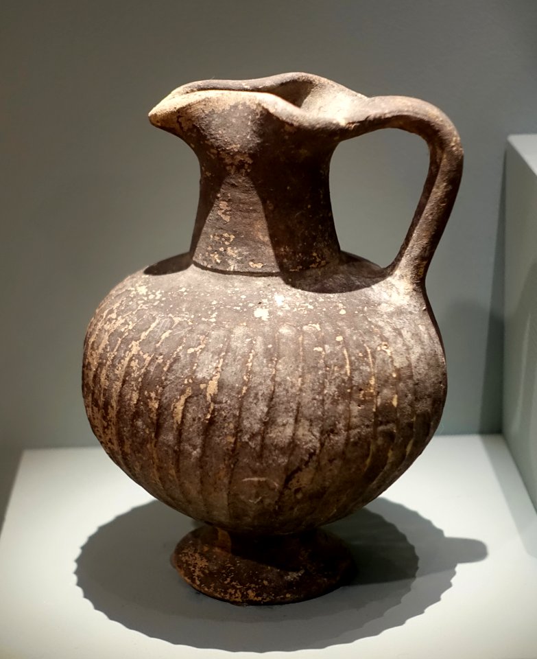 Fluted jug, Cypriot, Late Bronze Age, Late Cypriote II, c. 1450-1200 BC, terracotta - Middlebury College Museum of Art - Middlebury, VT - DSC08006
