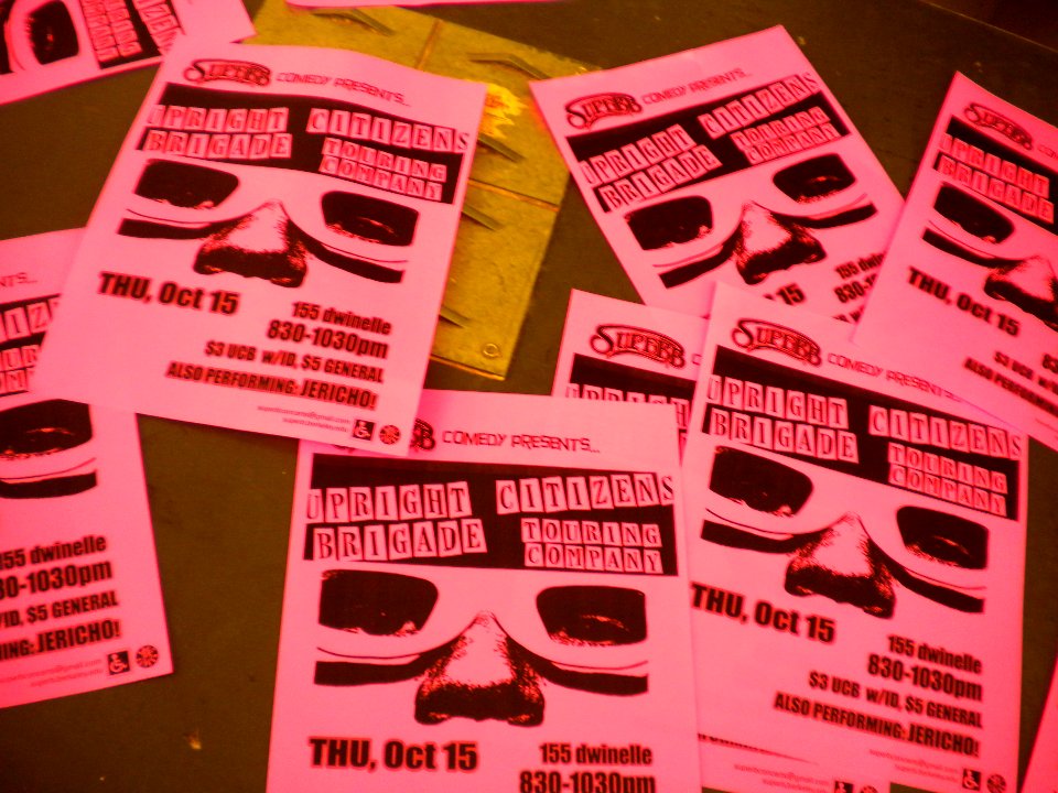 Flyers for Upright Citizens Brigade Show at UC Berkeley