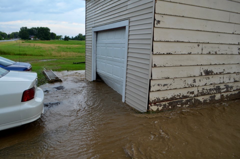 Flash flood Canandiagua NY July 23, 2017 08 garage door