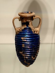 Flask, Syro-Palestinian, 75-199 AD, mold-blown glass - Portland Art Museum - Portland, Oregon - DSC08998