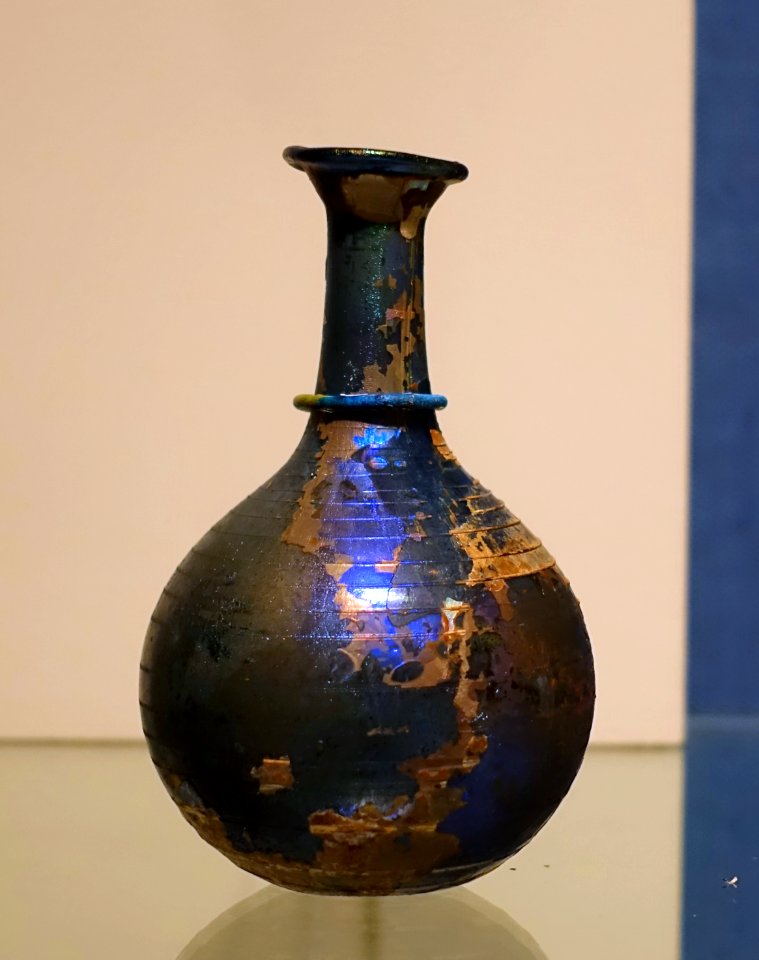 Flask, Syro-Palestinian, , 1-150 AD, free-blown glass - Portland Art Museum - Portland, Oregon - DSC08991
