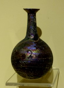 Flask, Roman, eastern Mediterranean, AD 1-50, glass - Fitchburg Art Museum - DSC08637