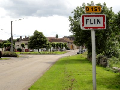 Flin (M-et-M) city limit sign Flin