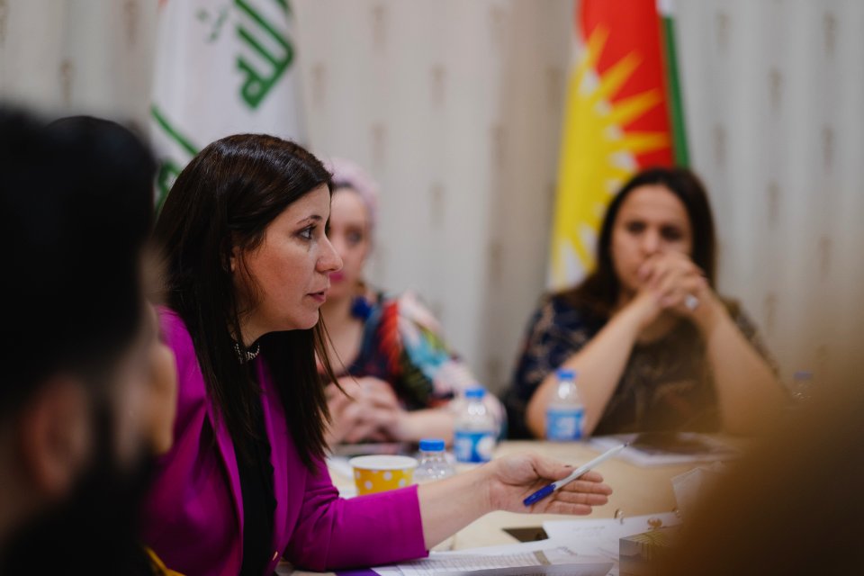 Florin Gorgis, Assyrian human rights and women's rights activist from Diana, Kurdistan Region, Iraq at a meeting in Erbil in her role as General Director of the KRG’s High Council of Women Affairs 07