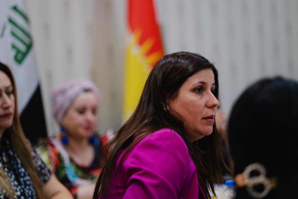 Florin Gorgis, Assyrian human rights and women's rights activist from Diana, Kurdistan Region, Iraq at a meeting in Erbil in her role as General Director of the KRG’s High Council of Women Affairs 04