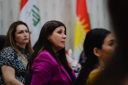 Florin Gorgis, Assyrian human rights and women's rights activist from Diana, Kurdistan Region, Iraq at a meeting in Erbil in her role as General Director of the KRG’s High Council of Women Affairs 02