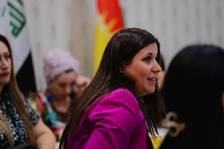Florin Gorgis, Assyrian human rights and women's rights activist from Diana, Kurdistan Region, Iraq at a meeting in Erbil in her role as General Director of the KRG’s High Council of Women Affairs 03