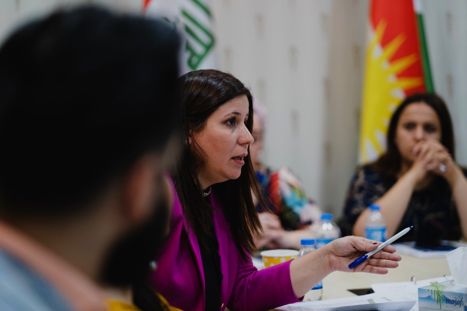 Florin Gorgis, Assyrian human rights and women's rights activist from Diana, Kurdistan Region, Iraq at a meeting in Erbil in her role as General Director of the KRG’s High Council of Women Affairs 05