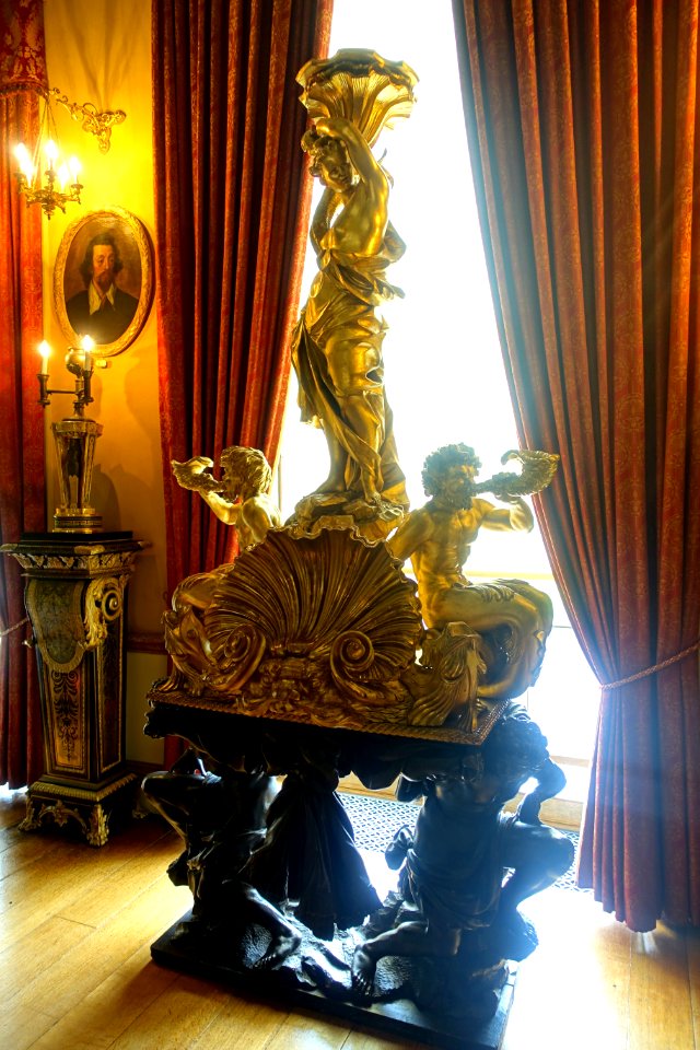 Flora and tritons, gilt wood atop bronze base - Saloon - Kingston Lacy - Dorset, England - DSC03506