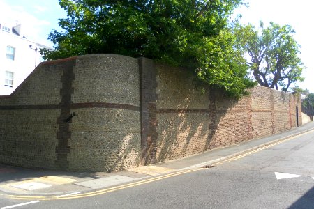 Flint Walls at corner of Carlton Hill and Tilbury Place, Brighton (August 2013)