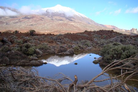 Natural snowy volcano photo