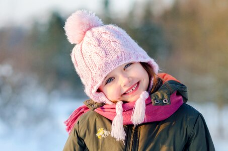 Winter the little girl snow