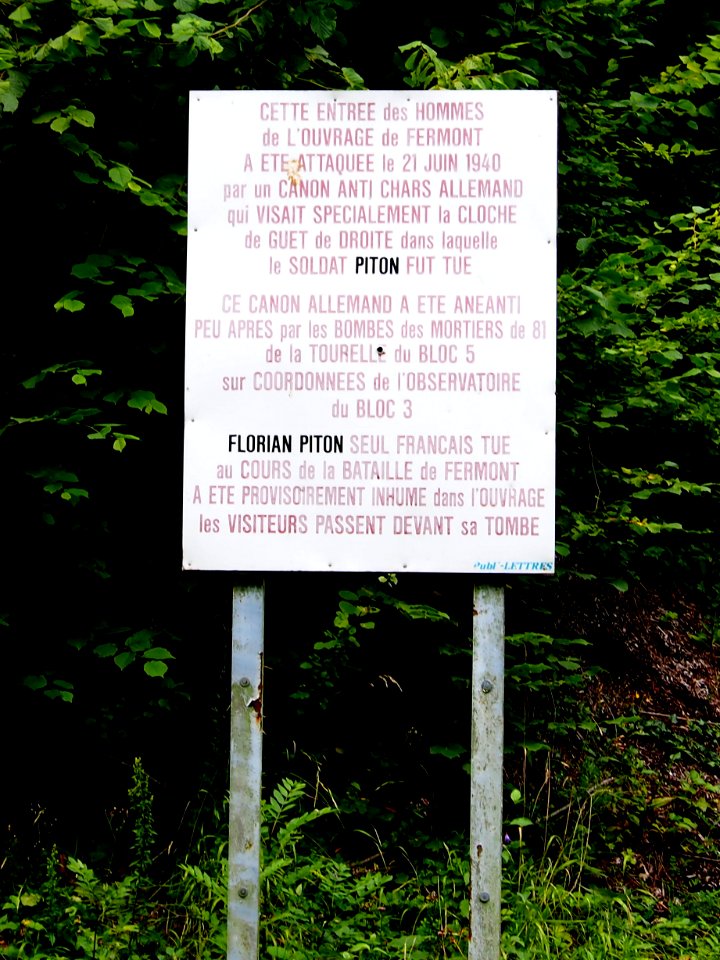 Fort de Fermont and its museum, sign at entrance of Ouvrage Fermont