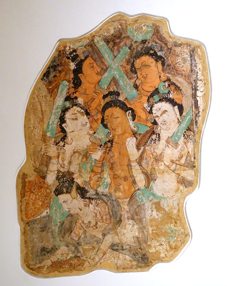 Fragment from a Sermon of the Buddha, Kizil, Cave of the Peacocks (Cave 76), 6th-7th century AD, wall painting - Ethnological Museum, Berlin - DSC01779