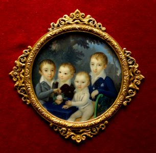 Four Young Boys, by Charles Pierre Cior, France, c. 1800-1810, watercolor on ivory - Cincinnati Art Museum - DSC04386 photo