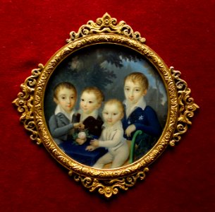 Four Young Boys, by Charles Pierre Cior, France, c. 1800-1810, watercolor on ivory - Cincinnati Art Museum - DSC04386