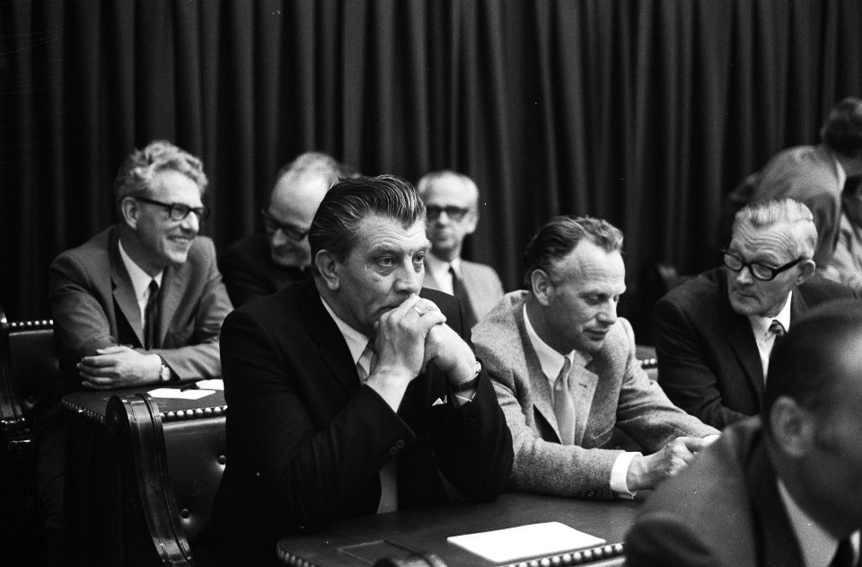 Fractie van de CPN, v.l.n.r. Bakker, Meis en Hoekstra, Bestanddeelnr 924-5382
