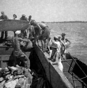 Fourageren over zee. Nog een klein eindje en de lading is onder de wal. Hier wor, Bestanddeelnr 13894