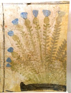 Fragment of a painted floor (cornflowers), Tell el-Amarna, Maru Aten, New Kingdom, Dynasty 18, reign of Akhenaten, c. 1352-1336 BC, plaster, pigment - Oriental Institute Museum, University of Chicago - DSC07916