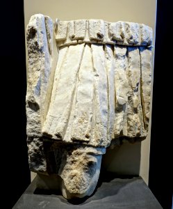 Fragment of high relief with loricate figure, Rome, Parco archeologico del Colosseo, perhaps late 1st century BC, Penteli marble - Temple of Romulus - Rome, Italy - DSC01491